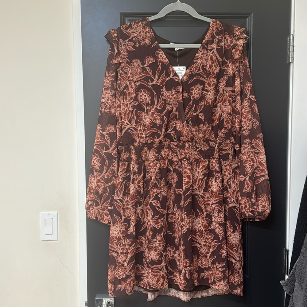 Smocked floral mini dress